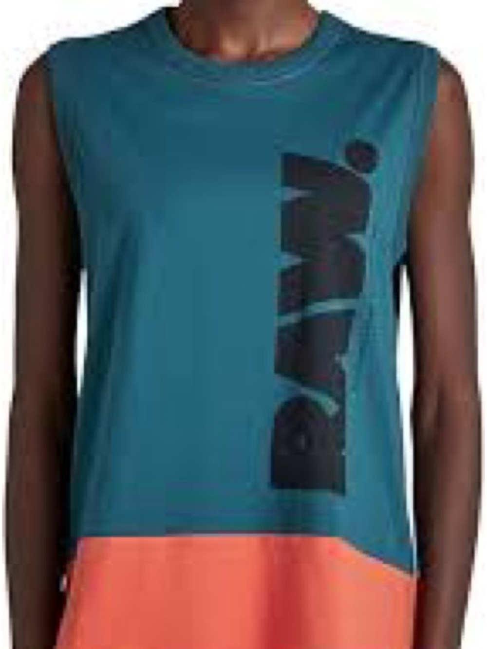 G-Star Women’s Teal and Coral Sleeveless Muscle Tee with Black Graphic Small NWT